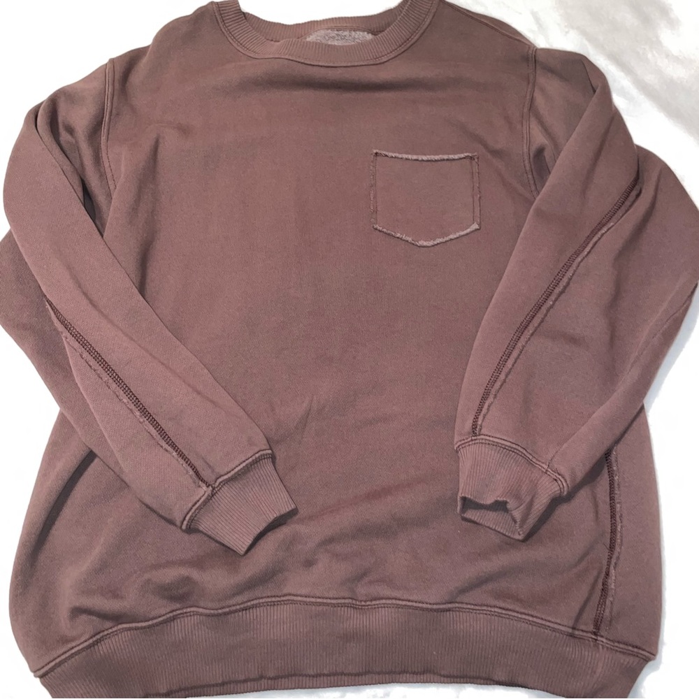 aerie oversized brown crew neck size xs